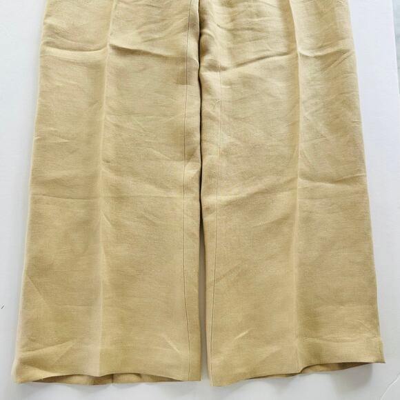 Lafayette 148 NY Sullivan Wide Leg Pant Tan Linen Size 10 Flat Front Dress Work - Picture 9 of 11